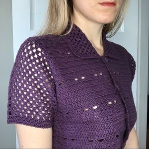 Crocheted purple sweater